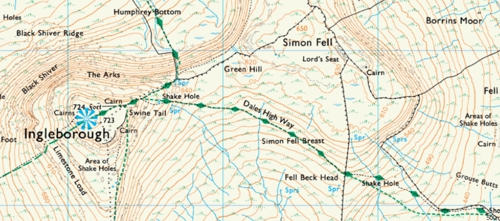 The route of A Dales High Way on OS Explorer maps