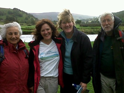 Radio 4 Ramblings on the Dales Way: Fleur Speakman, Chris Grogan, Clare Balding, Colin Speakman.