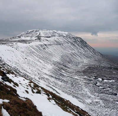 Ice covered Ingleborough, 9 March 2010