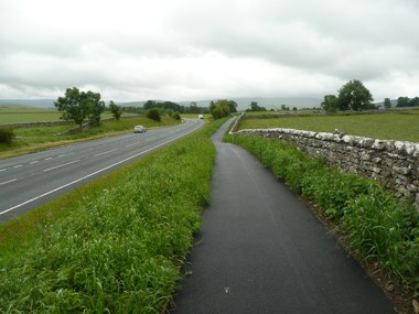 The new walk and cycle way alongside the A685